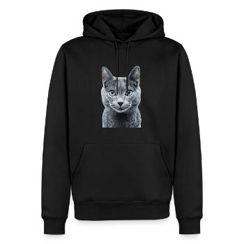 Bleu russe - Sweat à capuche Premium bio Homme - noir - Devant - Nico (187cm)