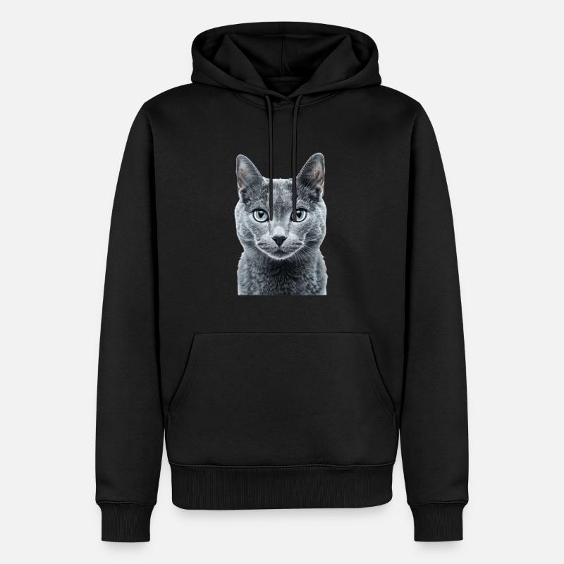Bleu russe - Sweat à capuche Premium bio Homme - noir