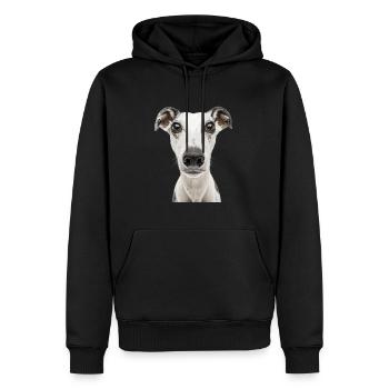 Whippet - Männer Premium Bio Hoodie - Schwarz - Vorne - Nico (187cm)