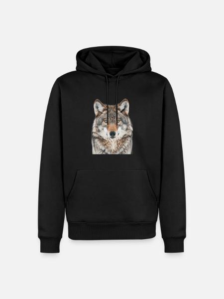 Wolf - Männer Premium Bio Hoodie - Schwarz