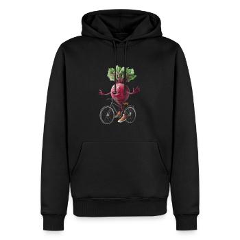 Vélo betterave - Sweat à capuche Premium bio Homme - noir - Devant - Nico (187cm)