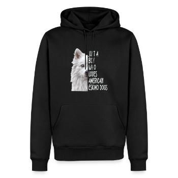 American Eskimo Dog - Men’s Premium Organic Hoodie - black - Front - Nico (187cm)