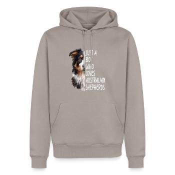 Berger australien - Sweat à capuche Premium bio Homme - taupe - Devant - Nico (187cm)