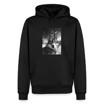 Ufo Selfie Wolf - Männer Premium Bio Hoodie - Schwarz - Vorne - Nico (187cm)