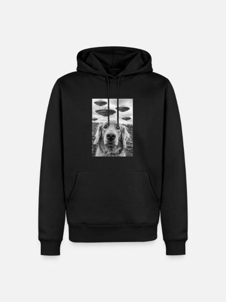 UFO Selfie Dog - Men’s Premium Organic Hoodie - black