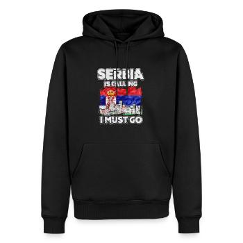 Serbie - Sweat à capuche Premium bio Homme - noir - Devant - Nico (187cm)