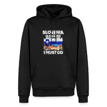 Slovénie - Sweat à capuche Premium bio Homme - noir - Devant - Nico (187cm)