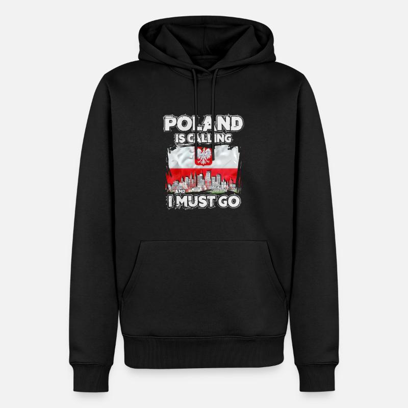 Pologne - Sweat à capuche Premium bio Homme - noir