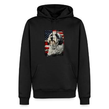 Drapeau américain Bobtail - Sweat à capuche Premium bio Homme - noir - Devant - Nico (187cm)