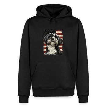 Terrier tibétain Amérique États-Unis - Sweat à capuche Premium bio Homme - noir - Devant - Nico (187cm)