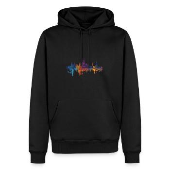 Mainz - Männer Premium Bio Hoodie - Schwarz - Vorne - Nico (187cm)