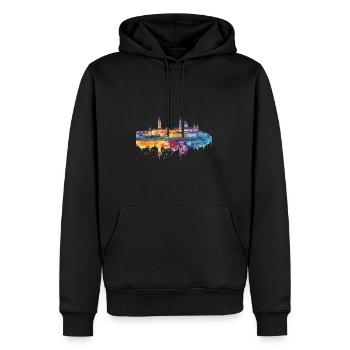 Passau - Männer Premium Bio Hoodie - Schwarz - Vorne - Nico (187cm)