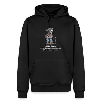 old are you first archaeologist retirement pensioner - Men’s Premium Organic Hoodie - black - Front - Nico (187cm)