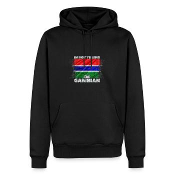 Gambia - Men’s Premium Organic Hoodie - black - Front - Nico (187cm)