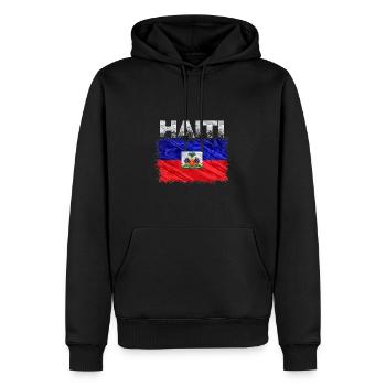 Haïti - Sweat à capuche Premium bio Homme - noir - Devant - Nico (187cm)