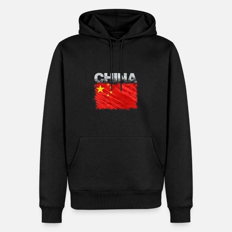 China - Männer Premium Bio Hoodie - Schwarz