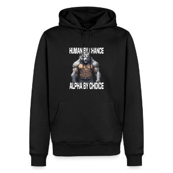 Loup-garou Alpha Loup Mème - Sweat à capuche Premium bio Homme - noir - Devant - Nico (187cm)