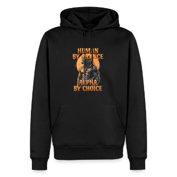 Loup-garou Alpha Loup Mème - Sweat à capuche Premium bio Homme - noir - Devant - Nico (187cm)