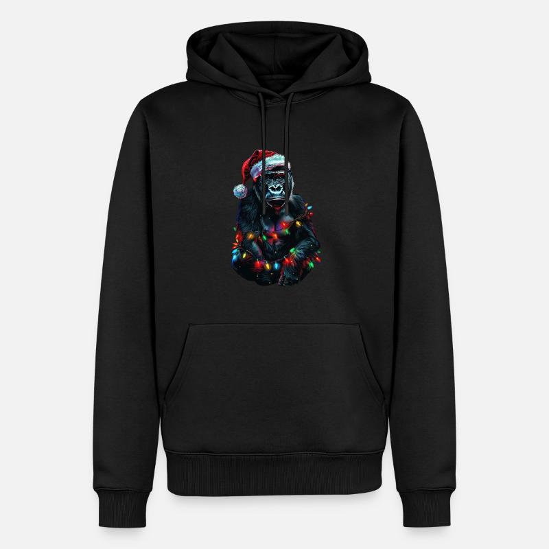 Noël des gorilles - Sweat à capuche Premium bio Homme - noir