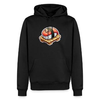 Frohes Kawaii Sushi - Männer Premium Bio Hoodie - Schwarz - Vorne - Nico (187cm)