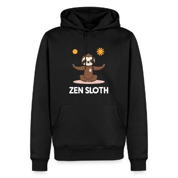 Zen Sloth - Relaxed Sloth Design - Men’s Premium Organic Hoodie - black - Front - Nico (187cm)