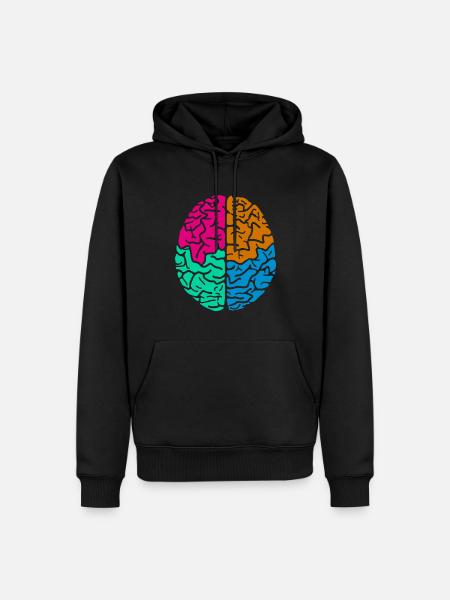 Cerebro colorido buntes Gehirn - Sudadera con capucha prémium ecológica para hombre - negro