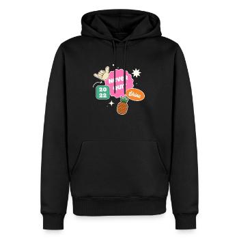 Nie aufhören - Männer Premium Bio Hoodie - Schwarz - Vorne - Nico (187cm)