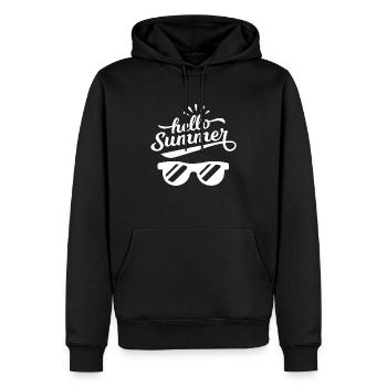 Hallo Sommer - Männer Premium Bio Hoodie - Schwarz - Vorne - Nico (187cm)