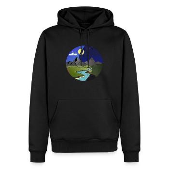 Montagne jour nuit - Sweat à capuche Premium bio Homme - noir - Devant - Nico (187cm)
