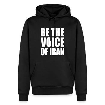Be the voice of iran - Männer Premium Bio Hoodie - Schwarz - Vorne - Nico (187cm)