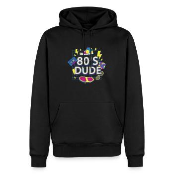 80èr DUDE - Männer Premium Bio Hoodie - Schwarz - Vorne - Nico (187cm)