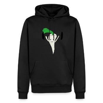 Rettich, fitness, gewichte heben,Gemüse,sport - Männer Premium Bio Hoodie - Schwarz - Vorne - Nico (187cm)