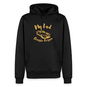 Father`s Day vintage car, classic car, retro - Männer Premium Bio Hoodie - Schwarz - Vorne - Nico (187cm)