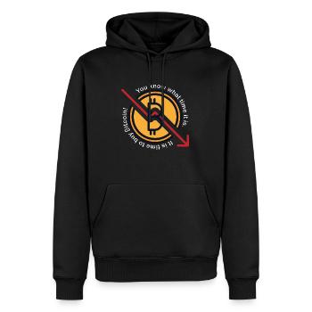 Bitcoin - BTC - Crypto - You know what time it is - Männer Premium Bio Hoodie - Schwarz - Vorne - Nico (187cm)