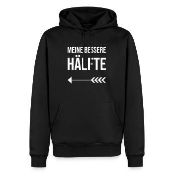 Valentinstag Partnershirt Meine bessere Hälfte - Männer Premium Bio Hoodie - Schwarz - Vorne - Nico (187cm)