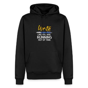 Drôle d’écrire un auteur Auteur Cadeau d’auteur - Sweat à capuche Premium bio Homme - noir - Devant - Nico (187cm)