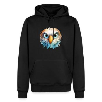 Dessin à l’aquarelle d’aigle - Sweat à capuche Premium bio Homme - noir - Devant - Nico (187cm)