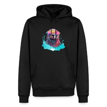 Nini der bebrillte Otter - Männer Premium Bio Hoodie - Schwarz - Vorne - Nico (187cm)