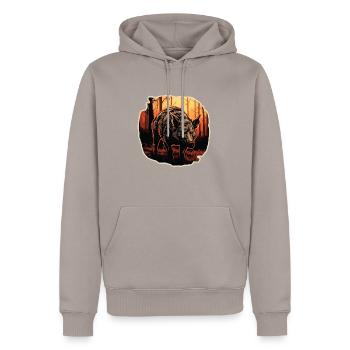 Chasse Chasse Chasseur Sanglier Sanglier - Sweat à capuche Premium bio Homme - taupe - Devant - Nico (187cm)