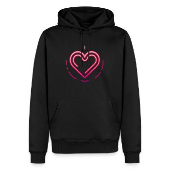 Neon Love Pulse - Männer Premium Bio Hoodie - Schwarz - Vorne - Nico (187cm)