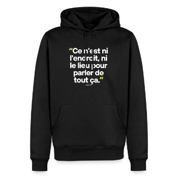 Citation célèbre footballeur coach - Sweat à capuche Premium bio Homme - noir - Devant - Nico (187cm)