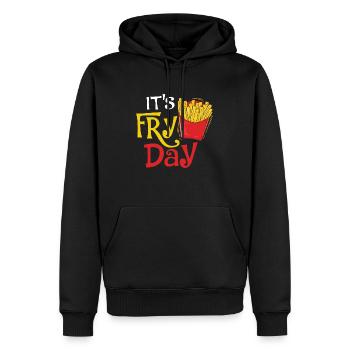 C’est le jour des frites - Drôle d’amateur de frites Fast-Food - Sweat à capuche Premium bio Homme - noir - Devant - Nico (187cm)