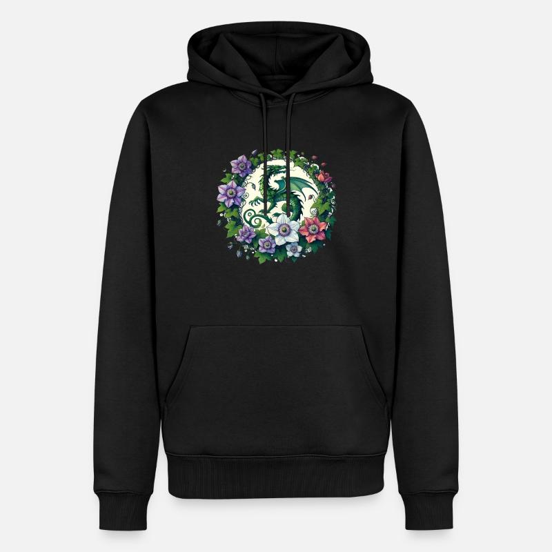 Clematis Drache - Männer Premium Bio Hoodie - Schwarz