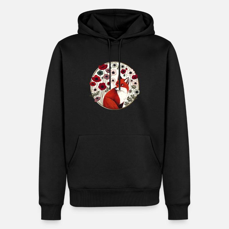Retro Rotfuchs - Männer Premium Bio Hoodie - Schwarz