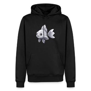 Poisson rouge à queue voilée argentée - Sweat à capuche Premium bio Homme - noir - Devant - Nico (187cm)