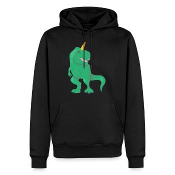 Dino Einhorn T-Rex - Männer Premium Bio Hoodie - Schwarz - Vorne - Nico (187cm)