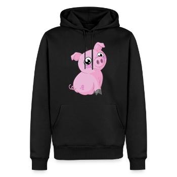 Süßes Comic Schweinchen - Männer Premium Bio Hoodie - Schwarz - Vorne - Nico (187cm)