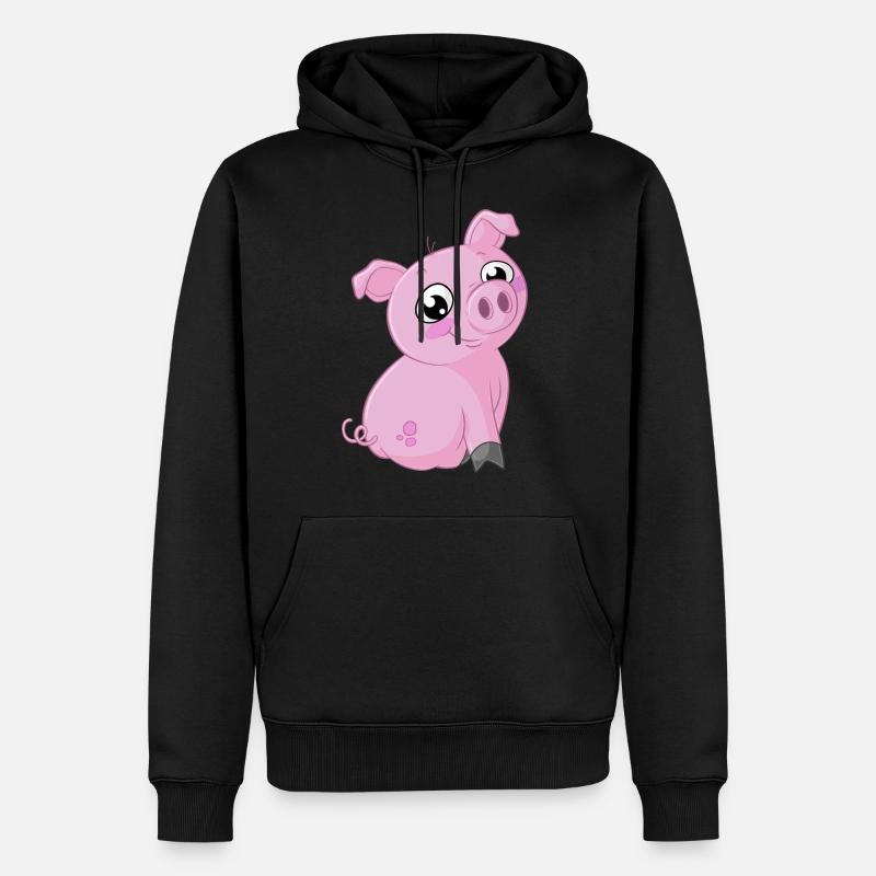 Süßes Comic Schweinchen - Männer Premium Bio Hoodie - Schwarz