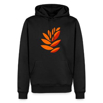 dessin de feuilles oranges - Sweat à capuche Premium bio Homme - noir - Devant - Nico (187cm)