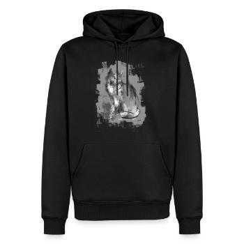 chat - Sweat à capuche Premium bio Homme - noir - Devant - Nico (187cm)